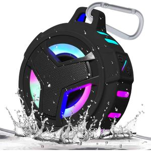 EBODA Bluetooth Shower Speaker, Portable Bluetooth Speakers, IP67 Waterproof Wireless Speaker with LED Light, Floating, 2000mAh, True Wireless Stereo for Kayak, Beach, Gifts for unisex -Black