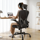 Office Chair Ergonomic Desk Chair, 330LBS Capacity, High Back Computer Chair for Long Hours Comfortable, Rolling Swivel Executive Task Chair for Home Office with Flip-up Armrests, Black