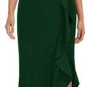 WOOSEA Women's High Neck Split Bodycon Mermaid Evening Cocktail Long Dress (Green)
