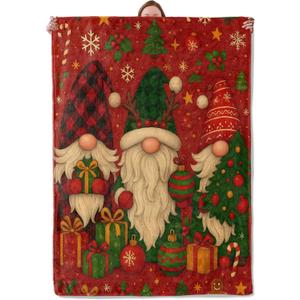 Christmas Gnomes Blanket Gifts for Women Adults Girls Kids, Cute Nordic Gnomes Holiday Flannel Blankets for Bedroom, Camping, Couch, Room Decor, Fuzzy Warm Soft Cozy 40 x 50 in