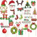 2 x Kosiz 40 Pcs Christmas Party Photo Picture Props Elves Booth Party Gifts Decorations Bulk Holiday Photo Booth Props Supplies Stickers Bulk Christmas Stocking Stuffers Gifts Birthday Favors