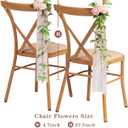 Meldel Wedding Chair Decorations Set of 10 Aisle Artificial Flowers White Pink Rose Garland with Hanging Ribbons for Ceremony Reception Church Pew Arrangement Party Aisle Decor