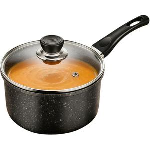 Nonstick Saucepan with Lid, 1.5 Quarts Sauce Pan with Swiss Granite Coating, Small Cooking Pot with Detachable Handle Multipurpose Induction Compatible, PFOA Free