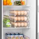 vacane 24 Capacity Egg Holder for Refrigerator, Egg Drawer for Fridge Pull Out Egg Storage Container with Non-Slip Pads Clear Egg Tray Egg Organizer - 2 Pack