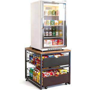 Mini Fridge Stand with Storage, Heavy Duty Mini Fridge Table, Small Refrigerator Stand, For Dorm Office Apartment Home, 21.6L x 21.6W x 22.2H, Max Load 250 LBS