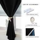 Autohesion Curtains for Windows,Bedroom Blackout Curtains for - Thermal Lnsulated No Drill Curtains Room Darkening Black Small Drapes, JILRON,(1 Panels,35Wx54L inch-Black)