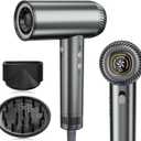 2026 Hair Dryer, 200,000 RPM Professional High Speed Blow Dryer with Diffuser for Women, 1200M Negative Ionic Hair Dryer with Brushless Motor, Low Noise Hair Blow Dryer for Home Travel Salon,Gray