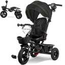7-in-1 Tricycle for 18 Months to 5 Years, All-Terrain Rubber Tires, Dual Wheel Brakes, Rotatable Seat for Toddlers 1.5-3, Tricycle for 3-5 Years with DIY Stickers, Black