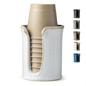 Bathroom Cup Dispenser 3 Oz, Bathroom Cup Holder for Dixie Cups, Small Mouthwash Cup Dispenser for Bathroom, Cream White