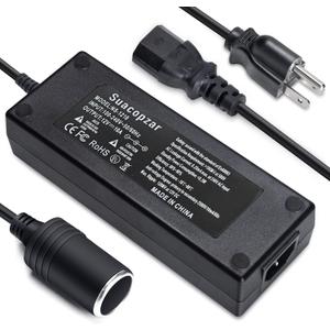 10ft AC to DC Converter 110V to 12V 10A 120W Power Supply Car Cigarette Lighter Adapter to Wall Plug, 3 Pin Socket AC to DC Cigarette Lighter Adapter for Air Compressor Car Refrigerator