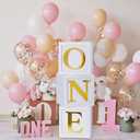 First Birthday Decorations for Girl Boy - 3pcs Stereoscopic Balloon Boxes with ONE Letters for Baby 1st Birthday Party Supplies, Baby Cube Blocks for ABC Photography Props Table Centerpiece