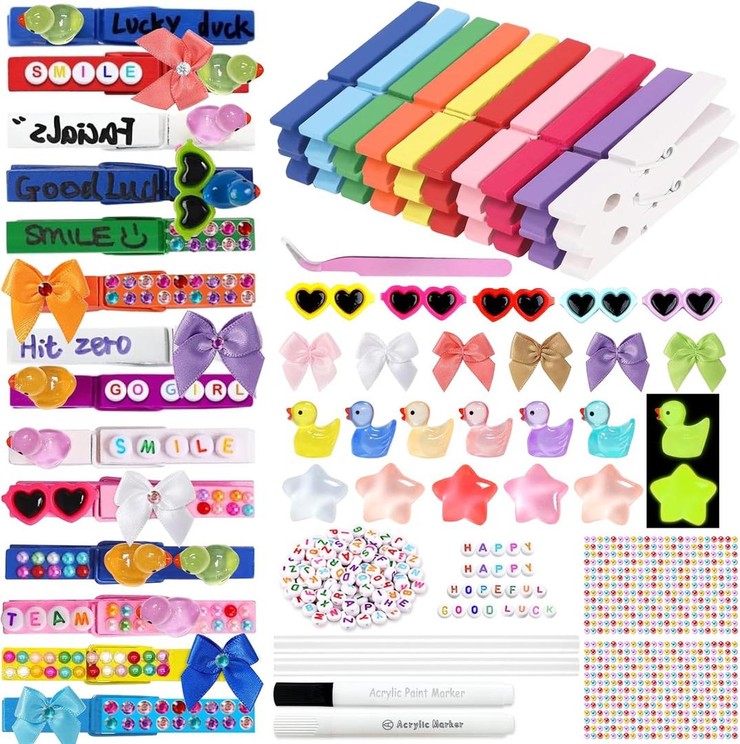 Volleyball Clip Kit-Cheer Pin Making Kit, 367Pc Handmade Wooden Clip Collection with Japanese Wood, Birthday & Holiday Friendship Gifts for Cheerleading and Sports Teams