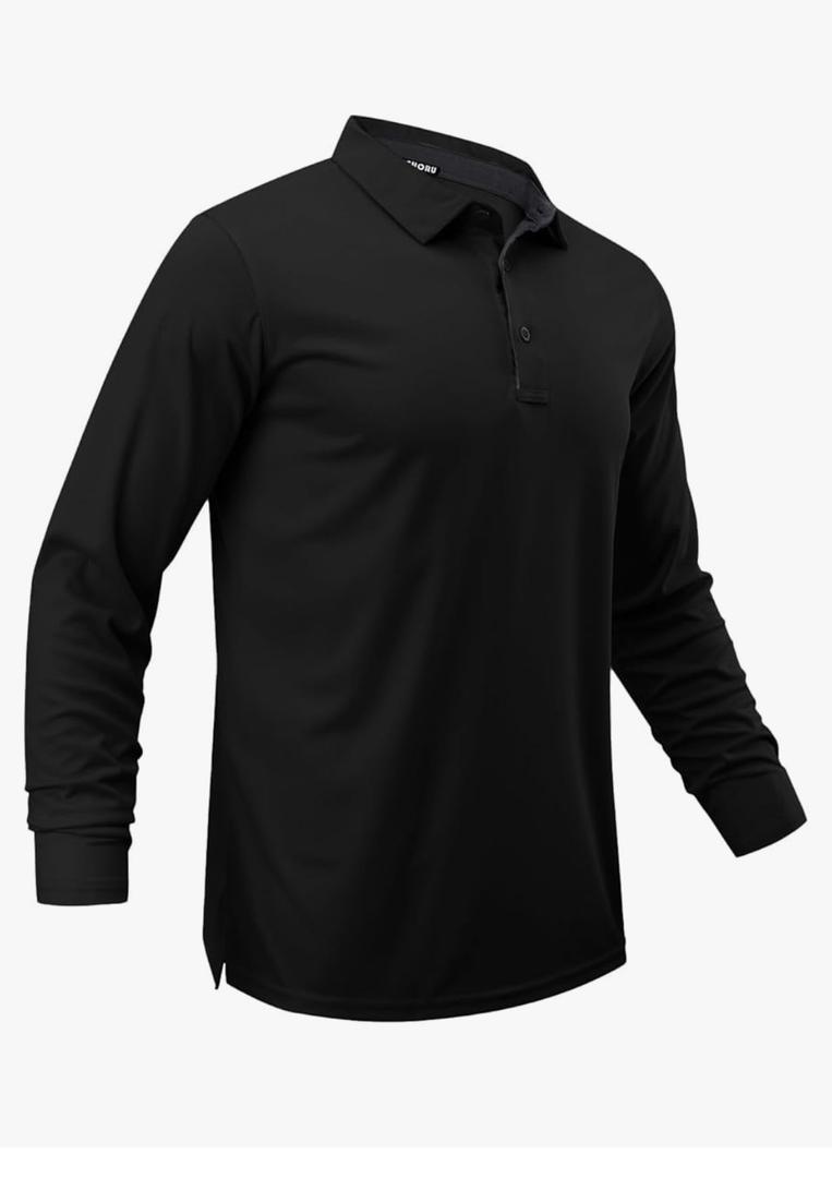 Men Polo Shirts Long Sleeve Moisture Wicking Dry Fit Performance Tactical Shirt Collared Casual Golf Tennis Shirt