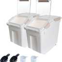 2Pack Airtight Flour Storage Container 25 lb Rice Storage Container with Wheels Seal Locking Lid, Dog Food Containers with Measuring Cup& Scoop for Flour, Rice, Grain, (Pink)