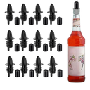 12 PCS Bottle Pourers And 12 PCS rubber pourers dust cap covers Syrup Pourer Pour Spouts Plastic Liquor Bottle Pourers with Rubber Pourers Dust Cap Covers Bottle Pourers (black)