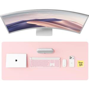 YSAGi Leather Desk Pad Protector, Office Desk Mat, Large Mouse Pad, Non-Slip PU Leather Desk Blotter, Laptop Desk Pad, Waterproof Desk Writing Pad for Office and Home (Light Pink, 47" x 17")