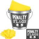 50 Pcs Football Party Supplies Penalty Flags Napkins Yellow Referee Flag with Bucket, Penalty Flag Sticker for Football Game Party Decor Ga Tailgating Referee Accessory
