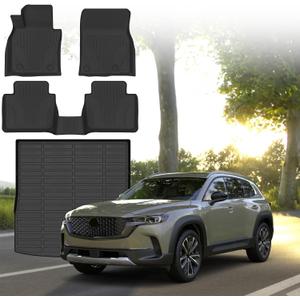 Sunsdrew Floor Mats Set for 2023-2026 Mazda CX-50 (Not for Hybrid), All Weather Floor Liners & Rear Cargo Trunk Mat for CX50 Accessories TPE Rubber Raised Edge, 4PCS