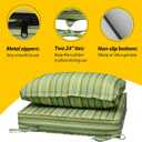 AAAAAcessories Outdoor Chair Cushions, 24 x 24 x 5 + 13.5 in, Set of 2 | Patio Furniture Replacement Seat Cushions, Fade-Resistant, Waterproof, Removable Cover with Ties, Mossy Forest Stripe, 24"x24"x5" / 24"x13.5"