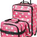 Rockland Fashion Softside Upright Luggage Set, Expandable, Pink Dots, 2-Piece (14/19)