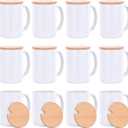 RAINBOWTIE Sublimation Mugs 15 oz with Bamboo Lid Ceramic Coffee Cup Sublimation Coffee Mugs Tazas Para Sublimar Set of 12