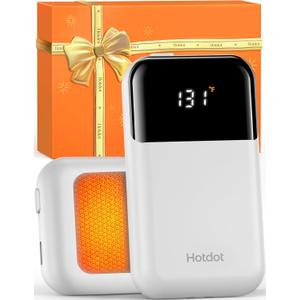 Hotdot Hand Warmers Rechargeable, Heat Levels (104131F), Real-Time Temp & Battery Display, Electric Hand Warmers, Fast Heating, Fits in Gloves/Pocket, Gifts for Women & Men (AI-White 2Pack)