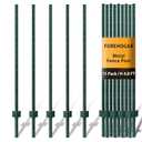 FOREHOGAR Metal Fence Post Green 4.8 feet, Pack of 15, T Post for Wire Fence, No Dig Steel U Posts Fencing for Lawn Garden Wire Mesh Fences Poles Sign Outdoor Light Duty