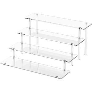 4 Tier Acrylic Display Risers, Clear Perfume Organizer, Cupcake Stand | Large Dessert Display for Party, Display Shelf for Figure and Collection, Riser Stand for Decoration and Organizer, 1 Pack