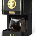 Amaste Coffee Maker, 25 Oz Drip Retro Style Coffee Machine with Glass Coffee Pot with Reusable Coffee Filter & Three Brewing Modes, Warming Plate, CM 1003AE-Black