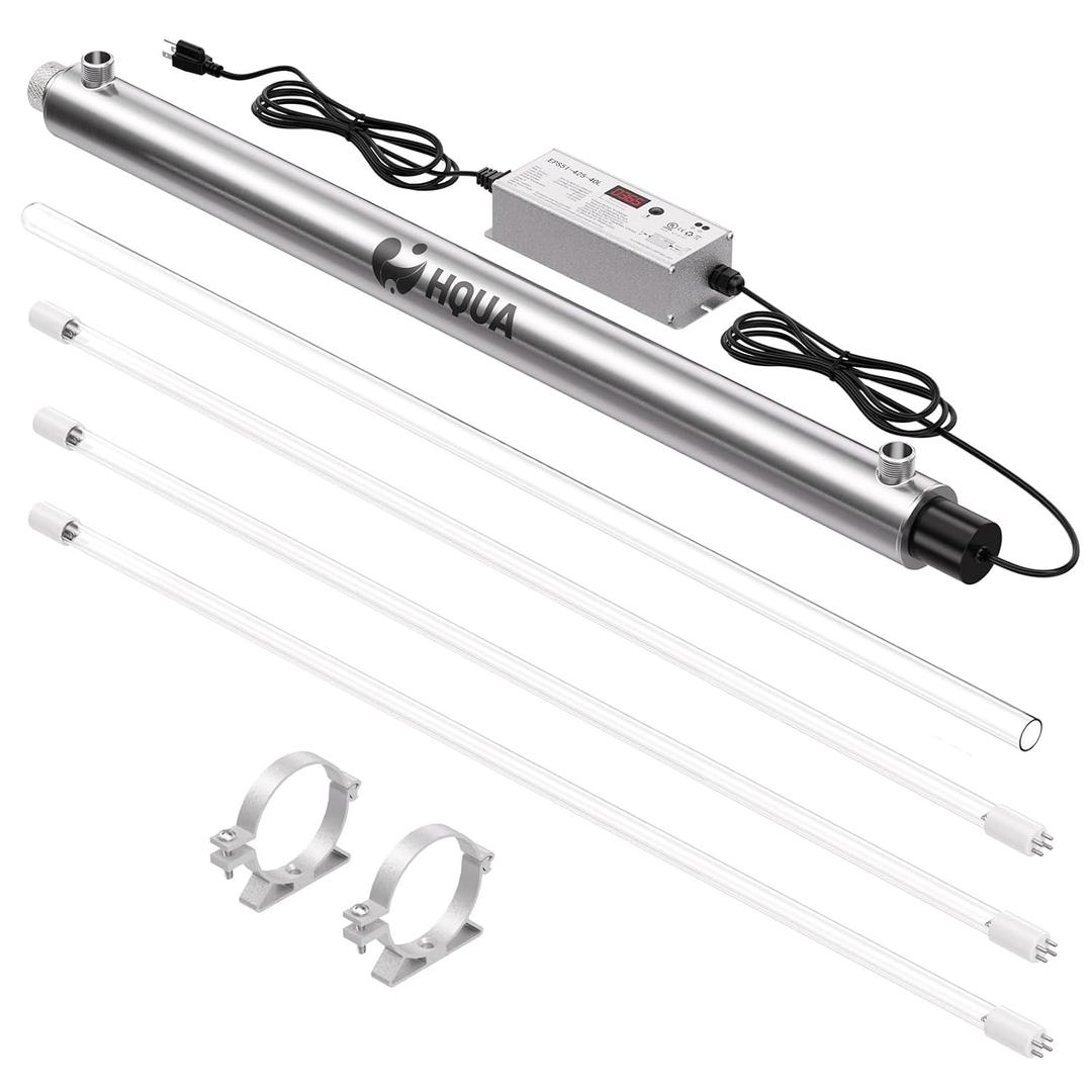 HQUA-OWS-12T 120V 40W 12GPM Whole House Ultraviolet Water Purifier Filter, + 2 Extra UV Bulbs,with Lamp Rated Life 365 Days Ballast
