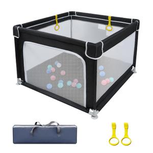 Baby Playpen for Babies and Toddlers,Small Baby Fence Floor Yard,Soft Breathable Mesh, Anti-Slip Base, Mini Play Yard with Pull-Up Ring Safe Anti-Fall Play Yard with Gates,36"X36"in