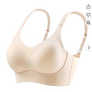 SMihono V Neck Wireless Bras for Women No Underwire Lightly Lift Womens Bras Soft Comfort Seamless Bralettes Beige M