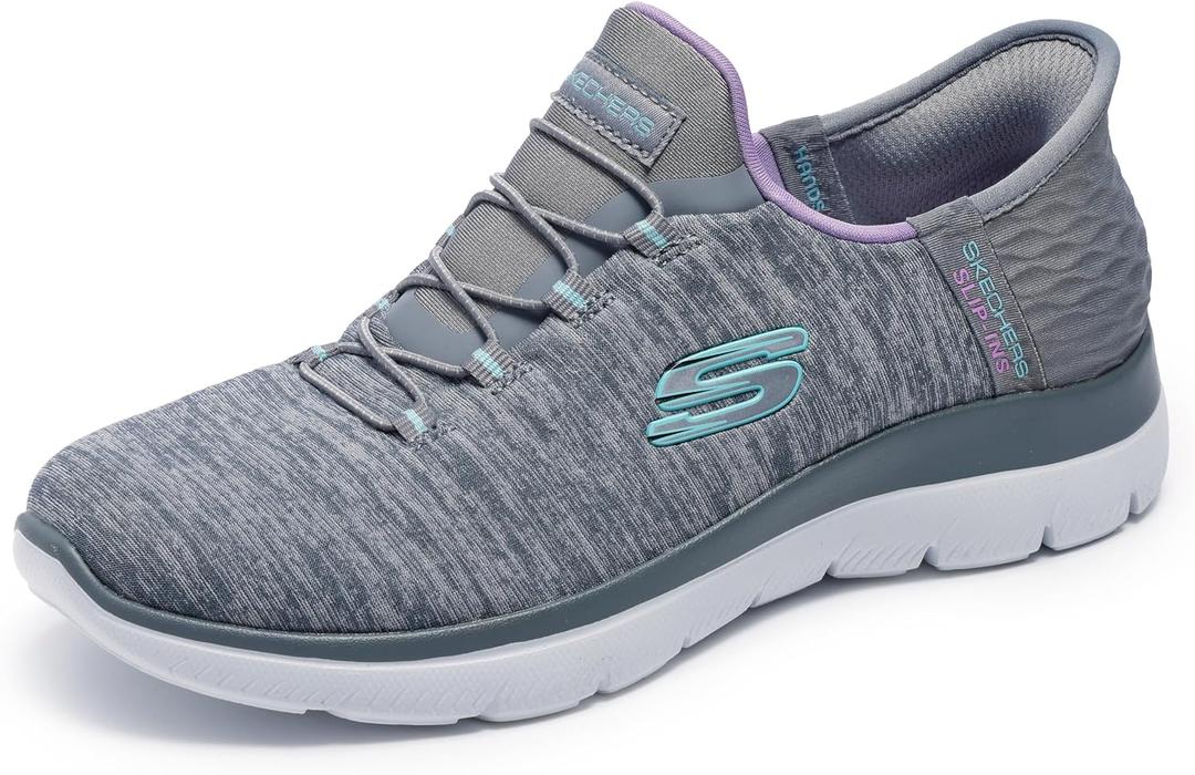 Skechers Women's Summits Dazzling Haze Hands Free Slip In Sneakers (9, Grey Mint)