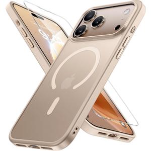 Miracase for iPhone 17 Pro Max Case with Screen Protector [Compatible with MagSafe] Slim Thin Phone Case Military-Grade Protected for 17 ProMax Cover Bumper 6.9", Khaki Gold