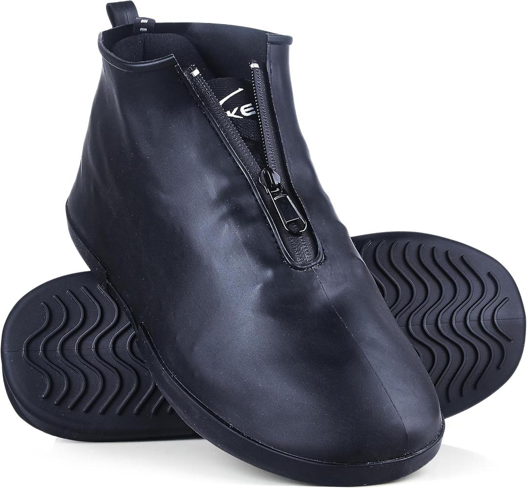 Waterproof Shoe Covers Slip-Resistant Overshoes Newly Upgraded and Latest Model for Men Women, Reusable Rain Boots for Outdoor, Cycling, Hiking, Work (Black, XL (Women 11-13, Men 10.5-13))