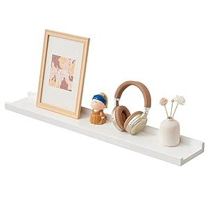 TREOAKWIS White Floating Shelves Oak Wall Shelf Natural Wood Wall Mounted Display Picture Ledge Shelf for Home Office Living Room Bedroom Wall Storage Shelf 6X36 inch