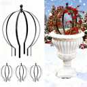 4 Pcs Large Metal Circle Trellis 17 x 13 Inch Garden Sculpture Globe Trellis for Climbing Plants Outdoor Potted Round Planter Decor Flowers Support Holder for Patio Courtyard Doorway