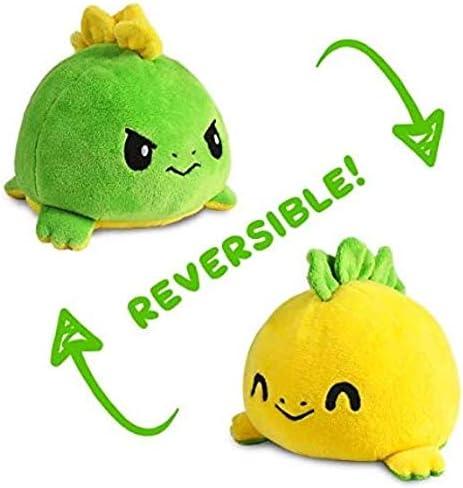 TeeTurtle - The Original Reversible Dinosaur Plushie - Green + Yellow Stegosaurus - Cute Sensory Fidget Stuffed Animals That Show Your Mood