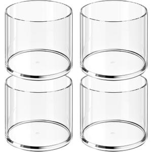 MaxGear Round Pen Holder 4 Pack Acrylic Cylinder Container, Pencil Holder for Desk Pen Cups for Utensil Makeup Brush, Clear Stationery Organizer for School Home Supplies Office Desk Accessories