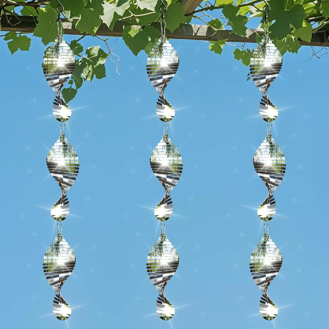 9 PCS Stainless Steel Bird deterrents for Outside,3D Bird Scarer Discs Set Pigeon Deterrent,Crow Deterrent,Bird reflectors to Keep Birds Away Woodpecker Deterrent for House
