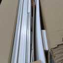 MUUEGM Over The Toilet Storage Cabinet with Barn Doors, White Bathroom Organizer, Farmhouse Tall Bathroom Storage Cabinet with Toilet Paper Holder, Above Toilet Shelf for Restroom, Laundry