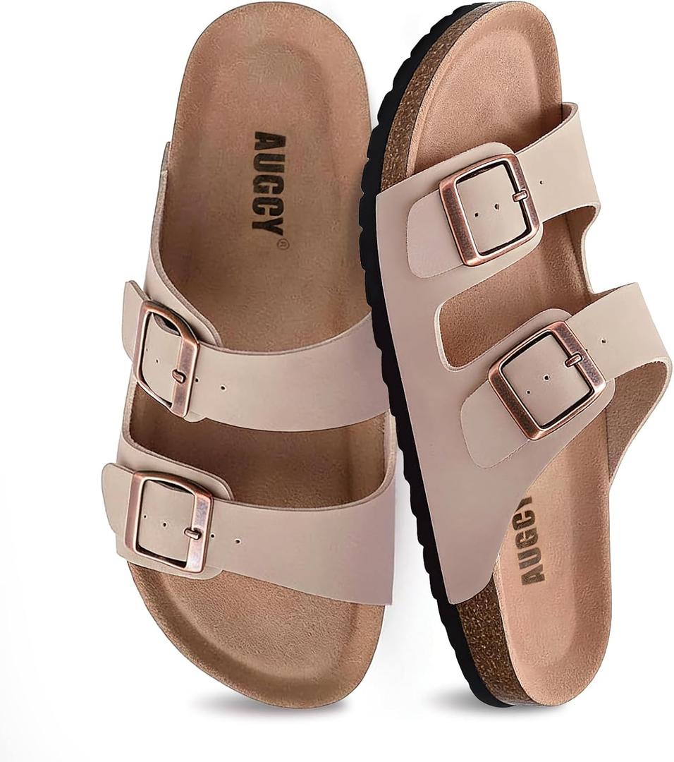 Womens Sandal Cork Footbed Slide, Arch Support Slides for Women with Adjustable Buckle, Comfortable Summer Beach Outdoor Sandals 36