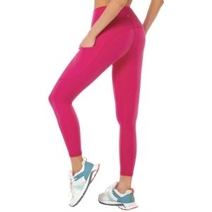 Buttery Soft Tummy Control Workout Leggings with Pockets for Women High Waisted Athletic Yoga Pants (Pink)