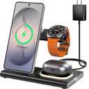 Wireless Charger for Samsung Charger (Foldable & Nightlight),3 in 1 Charging Station for Samsung S26 Ultra/S25/S24/S23/S22/Note20 Z Fold Flip7, Travel Charger for Galaxy Watch 8/7/6/5/4/3/Galaxy Buds4