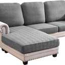 Deep Dream Sectional Couch Covers 6 Pieces, Stretch Couch Cushion Covers, L Shaped Washable Sofa Covers for Left/Right Sectional Sofa (3 Backrest Cover + 2 Seater + 1 Chaise, Dark Grey)