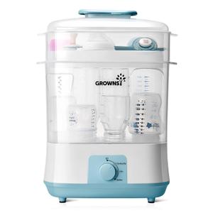 GROWNSY Adjustable 3 in 1 Large Bottle Sterilizer and Dryer, Electric Steam Baby Bottle Sterilizer, Bottle Sanitizer for Baby Bottles & Pacifiers, Breast Pump Parts Blue