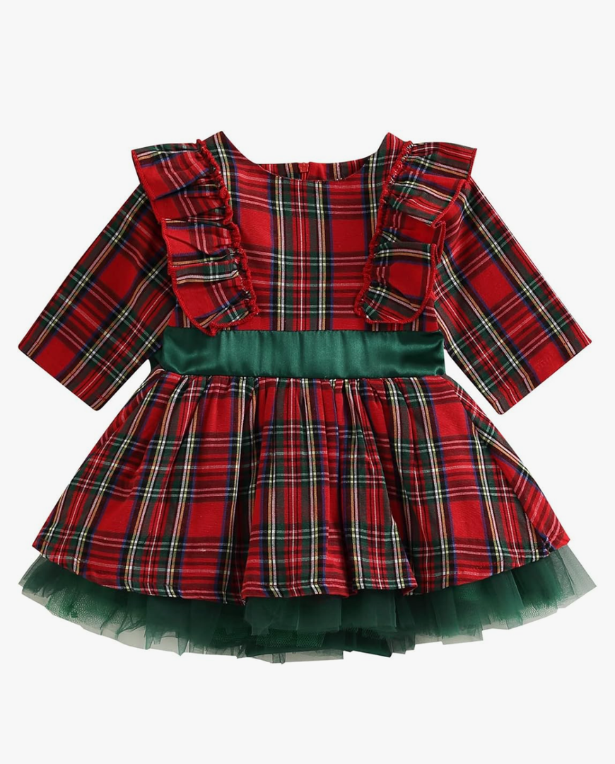 Toddler Baby Girl Plaid Dress Cute Party Dress for Christmas, 110