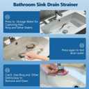 Sink Drain Strainer, 4 Pcs Pop Up Sink Stopper Bathroom with Removable Hair Catcher Basket, Kitchen Bathroom Drain Stopper Filter, Drain Hair Catcher for 1.1"-1.45" Basin Drain Holes