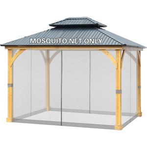 BPS 10' x 10' Gazebo Universal Netting Screen Replacement, 4-Panel Screen Walls with Double Zippers for Outdoor Patio, Gray