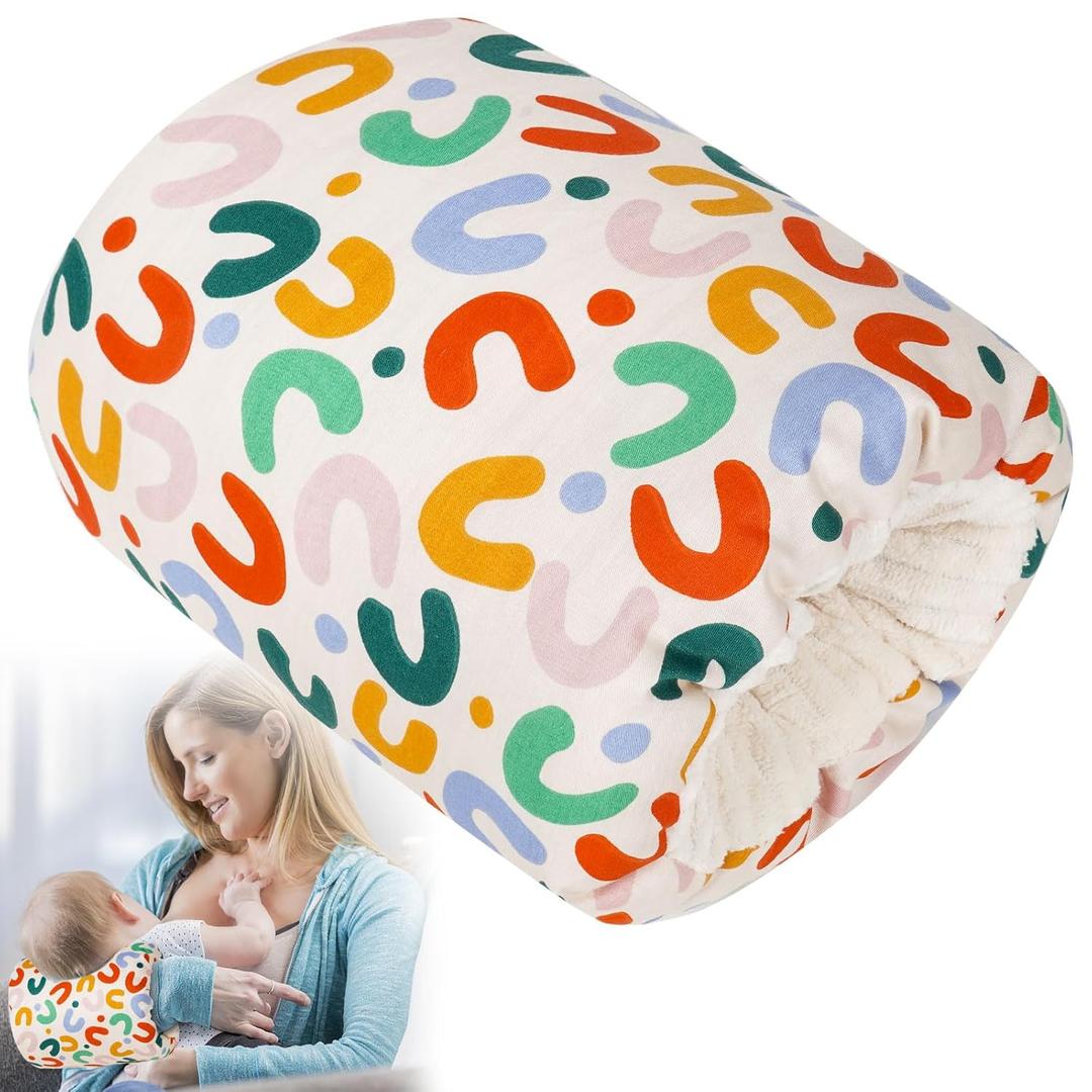 Baby Feeding Arm Pillow,Soft Cotton Bottle Nursing Arm Pillows for Newborn,Breastfeeding Pillows for More Support for Mom and Baby,Portable and Washable,Ergonomic Nursing Essentials(Rainbow)